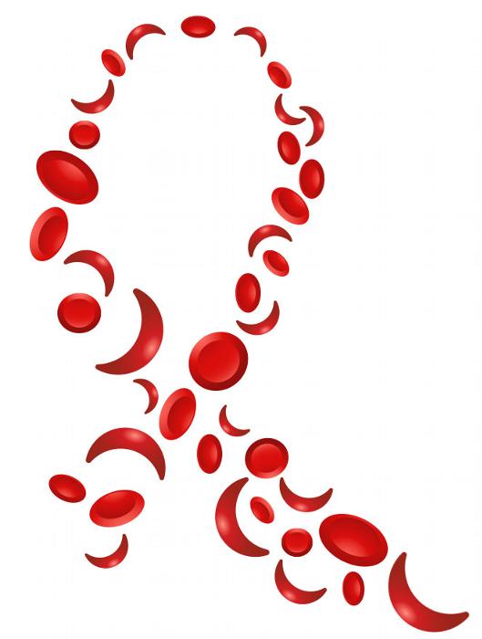 sickle cell awareness ribbon made of sickle cells